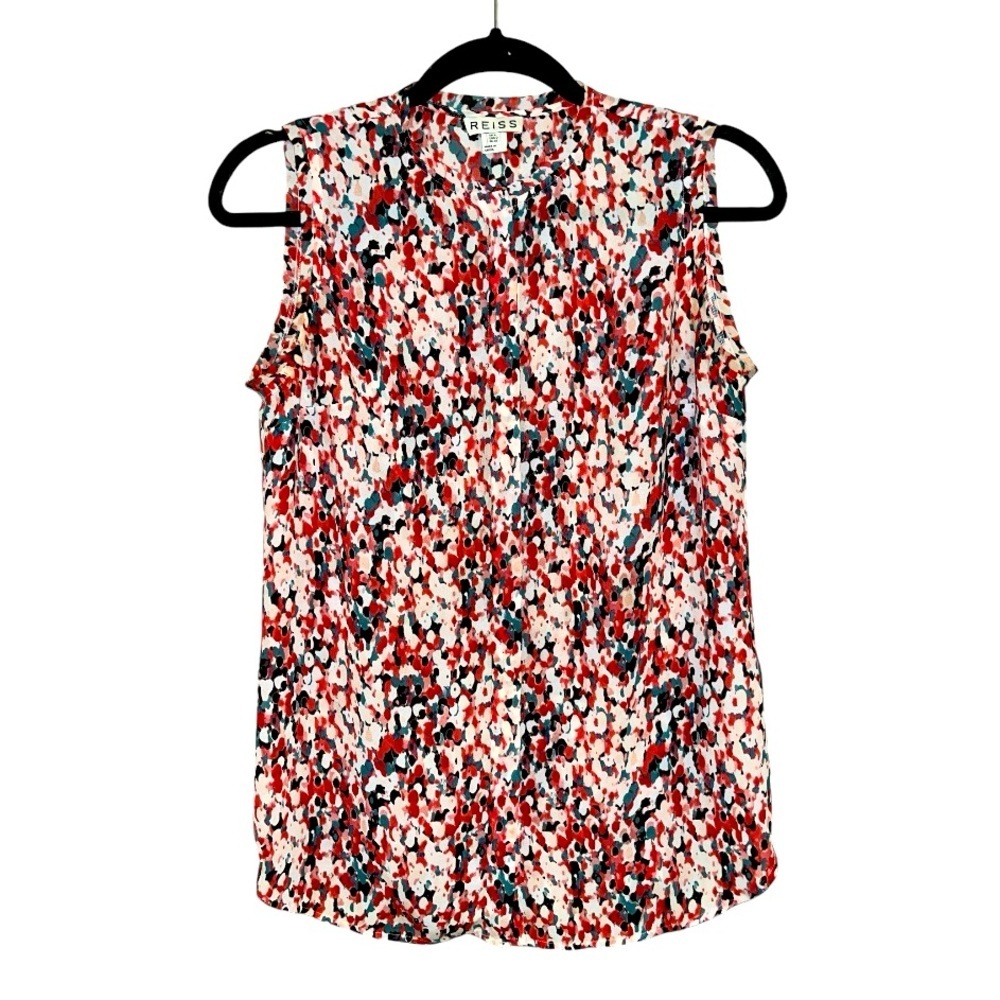 REISS sleeveless blouse size 0 xs  blotted colorful undershirt red professional